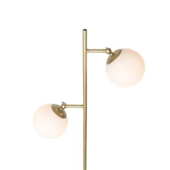 QAZQA Stehlampen|Wohnzimmerlampen*Art Deco Stehleuchte Gold mit Milchglas 2-Licht - Pallon