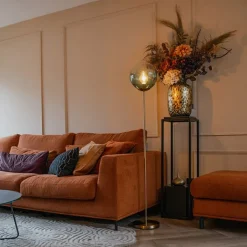 QAZQA Stehlampen|Wohnzimmerlampen*Art Deco Stehleuchte Messing mit grünem Glas - Pallon Mezzi