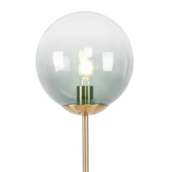 QAZQA Stehlampen|Wohnzimmerlampen*Art Deco Stehleuchte Messing mit grünem Glas - Pallon Mezzi