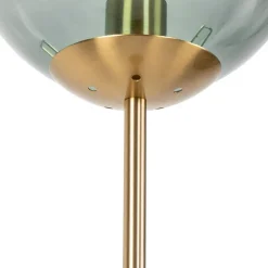 QAZQA Stehlampen|Wohnzimmerlampen*Art Deco Stehleuchte Messing mit grünem Glas - Pallon Mezzi