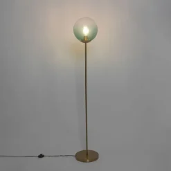 QAZQA Stehlampen|Wohnzimmerlampen*Art Deco Stehleuchte Messing mit grünem Glas - Pallon Mezzi