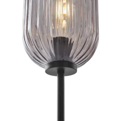 QAZQA Stehlampen|Wohnzimmerlampen*Art Deco Stehleuchte schwarz mit Rauchglas 2-flammig - Rid