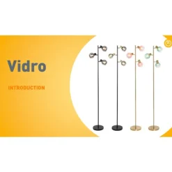 QAZQA Stehlampen|Wohnzimmerlampen*Art Deco Stehleuchte schwarz und gold mit Rauchglas 3-Licht - Vidro