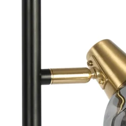 QAZQA Stehlampen|Wohnzimmerlampen*Art Deco Stehleuchte schwarz und gold mit Rauchglas 3-Licht - Vidro