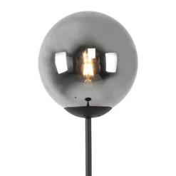 QAZQA Schlafzimmerlampen|Küchenlampen*Art Deco Stehleuchte schwarz mit Rauchglas - Pallon Mezzi