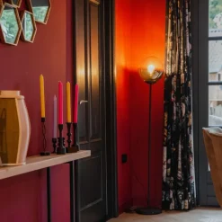 QAZQA Schlafzimmerlampen|Küchenlampen*Art Deco Stehleuchte schwarz mit Rauchglas - Pallon Mezzi