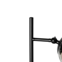 QAZQA Stehlampen|Wohnzimmerlampen*Art Deco Stehleuchte schwarz mit Rauchglas 2-Licht - Pallon