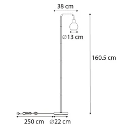 QAZQA Stehlampen|Wohnzimmerlampen*Art Deco Stehleuchte schwarz mit Rauchglas - Vidro