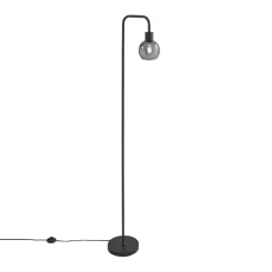 QAZQA Stehlampen|Wohnzimmerlampen*Art Deco Stehleuchte schwarz mit Rauchglas - Vidro