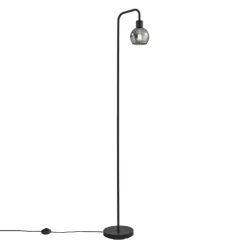 QAZQA Stehlampen|Wohnzimmerlampen*Art Deco Stehleuchte schwarz mit Rauchglas - Vidro