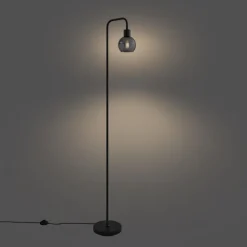 QAZQA Stehlampen|Wohnzimmerlampen*Art Deco Stehleuchte schwarz mit Rauchglas - Vidro
