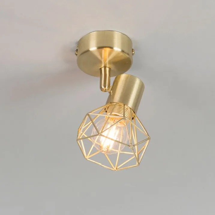 QAZQA Wandstrahler|Deckenstrahler*Art Deco Strahler gold drehbar und neigbar - Mosh 1