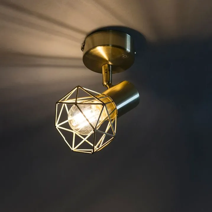 QAZQA Wandstrahler|Deckenstrahler*Art Deco Strahler gold drehbar und neigbar - Mosh 1