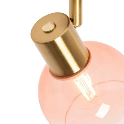 QAZQA Schlafzimmerlampen|Wohnzimmerlampen*Art Deco Strahler Gold mit rosa Glas - Vidro