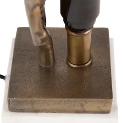 QAZQA Tischlampen|Wohnzimmerlampen*Art Deco Tischlampe Bronze mit Marmorsockel - Blatt