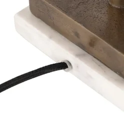 QAZQA Tischlampen|Wohnzimmerlampen*Art Deco Tischlampe Bronze mit Marmorsockel - Blatt