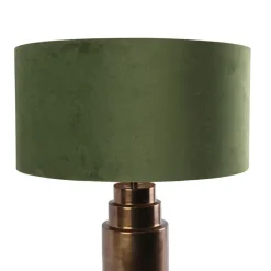 QAZQA Schlafzimmerlampen|Wohnzimmerlampen*Art Deco Tischlampe Bronze Veloursschirm grün mit Gold 50cm - Bruut