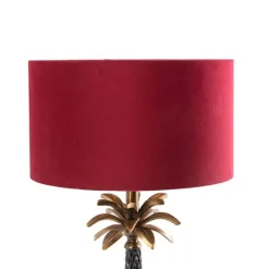 QAZQA Tischlampen|Wohnzimmerlampen*Art Deco Tischlampe Bronze mit samtrotem Schirm 35 cm - Areka