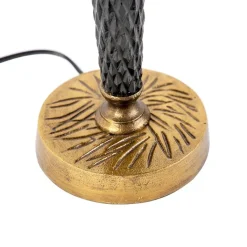 QAZQA Tischlampen|Wohnzimmerlampen*Art Deco Tischlampe Bronze mit samtrotem Schirm 35 cm - Areka
