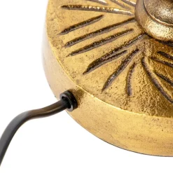 QAZQA Tischlampen|Wohnzimmerlampen*Art Deco Tischlampe Bronze mit samtrotem Schirm 35 cm - Areka