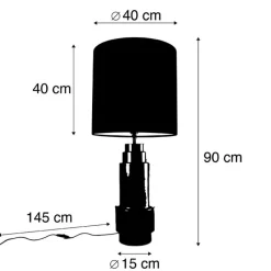 QAZQA Tischlampen|Wohnzimmerlampen*Art Deco Tischlampe Bronze Veloursschirm Rot mit Gold 50cm - Bruut