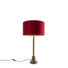 QAZQA Tischlampen|Wohnzimmerlampen*Art Deco Tischlampe Bronze Veloursschirm Rot 35 cm - Pisos