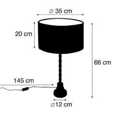 QAZQA Tischlampen|Wohnzimmerlampen*Art Deco Tischlampe Bronze Veloursschirm Rot 35 cm - Pisos