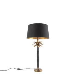 QAZQA Tischlampen|Wohnzimmerlampen*Art Deco Tischlampe Bronze mit schwarzem Schirm 35 cm - Areka