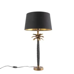 QAZQA Tischlampen|Wohnzimmerlampen*Art Deco Tischlampe Bronze mit schwarzem Schirm 35 cm - Areka