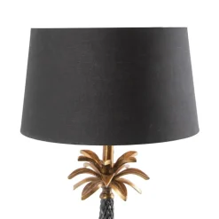 QAZQA Tischlampen|Wohnzimmerlampen*Art Deco Tischlampe Bronze mit schwarzem Schirm 35 cm - Areka