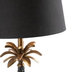 QAZQA Tischlampen|Wohnzimmerlampen*Art Deco Tischlampe Bronze mit schwarzem Schirm 35 cm - Areka