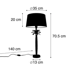 QAZQA Tischlampen|Wohnzimmerlampen*Art Deco Tischlampe Bronze mit schwarzem Schirm 35 cm - Areka