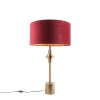 QAZQA Tischlampen|Wohnzimmerlampen*Art Deco Tischlampe Bronze Veloursschirm Rot 50 cm - Diverso