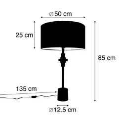 QAZQA Tischlampen|Wohnzimmerlampen*Art Deco Tischlampe Bronze Veloursschirm Rot 50 cm - Diverso