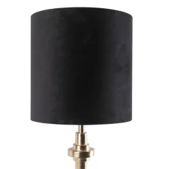 QAZQA Tischlampen|Wohnzimmerlampen*Art Deco Tischlampe Gold Samtschirm Schwarz 40 cm - Diverso
