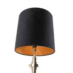 QAZQA Tischlampen|Wohnzimmerlampen*Art Deco Tischlampe Gold Samtschirm Schwarz 40 cm - Diverso