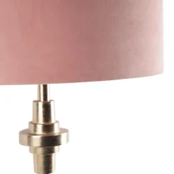 QAZQA Tischlampen|Wohnzimmerlampen*Art Deco Tischlampe Gold Veloursschirm Pink 50 cm - Diverso