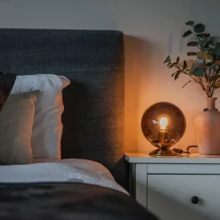 QAZQA Tischlampen|Wohnzimmerlampen*Art Deco Tischlampe Messing mit schwarzem Glas - Pallon