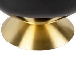 QAZQA Tischlampen|Wohnzimmerlampen*Art Deco Tischlampe Messing mit schwarzem Glas - Pallon