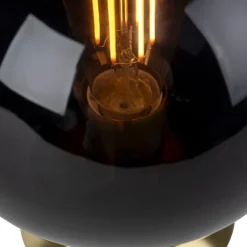 QAZQA Tischlampen|Wohnzimmerlampen*Art Deco Tischlampe Messing mit schwarzem Glas - Pallon