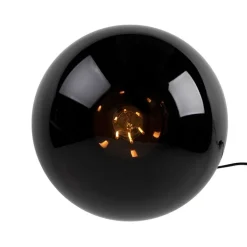 QAZQA Tischlampen|Wohnzimmerlampen*Art Deco Tischlampe Messing mit schwarzem Glas - Pallon