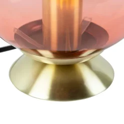 QAZQA Lampen Für Dein Homeoffice|Tischlampen*Art Deco Tischlampe Messing mit rosa Glas - Pallon