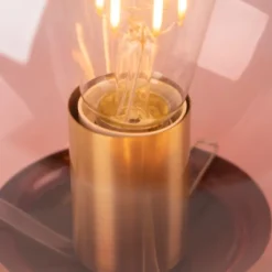 QAZQA Lampen Für Dein Homeoffice|Tischlampen*Art Deco Tischlampe Messing mit rosa Glas - Pallon