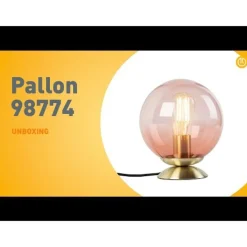 QAZQA Lampen Für Dein Homeoffice|Tischlampen*Art Deco Tischlampe Messing mit rosa Glas - Pallon