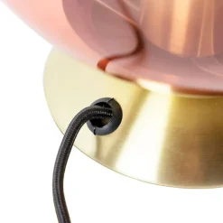 QAZQA Lampen Für Dein Homeoffice|Tischlampen*Art Deco Tischlampe Messing mit rosa Glas - Pallon