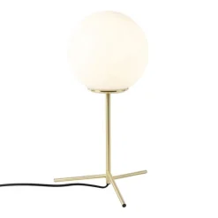 QAZQA Lampen Für Dein Homeoffice|Tischlampen*Art Deco Tischlampe Messing mit Opalglas 45,5 cm - Pallon