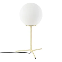 QAZQA Lampen Für Dein Homeoffice|Tischlampen*Art Deco Tischlampe Messing mit Opalglas 45,5 cm - Pallon