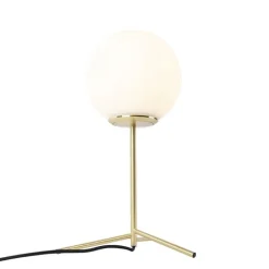 QAZQA Lampen Für Dein Homeoffice|Tischlampen*Art Deco Tischlampe Messing mit Opalglas 45,5 cm - Pallon