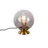 QAZQA Tischlampen|Wohnzimmerlampen*Art Deco Tischlampe Messing mit Rauchglas - Pallon