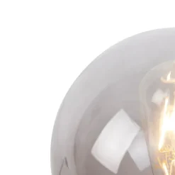 QAZQA Tischlampen|Wohnzimmerlampen*Art Deco Tischlampe Messing mit Rauchglas - Pallon